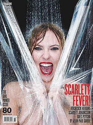 Scarlett Johansson recria cena do chuveiro de Psicose para a capa da V Magazine
