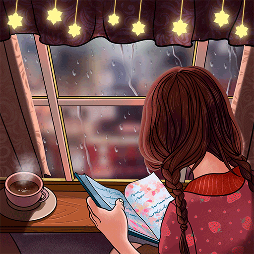GIF de menina lendo em dia de chuva